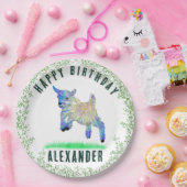 かわいいヤギハッピーバースデーパーティーパーソナライズされた名 ペーパープレート (パーティー)