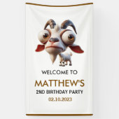 かわいいヤギ牧場動物2nd誕生日パーティーへようこそ 横断幕 (縦)