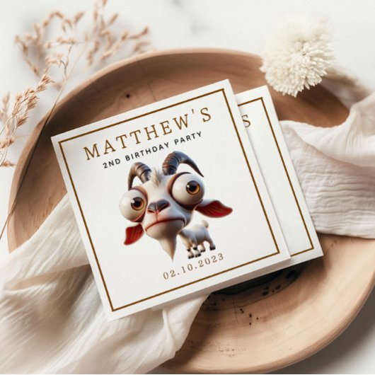 かわいいヤギ牧場動物2nd誕生日パーティー スタンダードカクテルナプキン