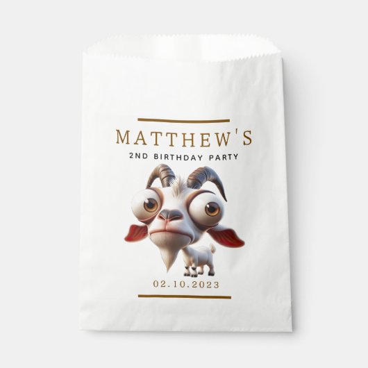 かわいいヤギ牧場動物2nd誕生日パーティー フェイバーバッグ (正面)