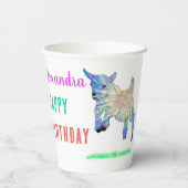 かわいいヤギ農場動物の名前を追加バースデーパーティー 紙コップ (裏面)