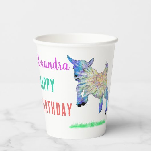 かわいいヤギ農場動物の名前を追加バースデーパーティー 紙コップ