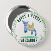 かわいいヤギ農場動物誕生日パーティー名 缶バッジ (正面&裏面)