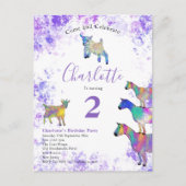 かわいいヤギ農場動物2nd誕生日パーティー インビテーションポストカード (正面)