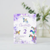かわいいヤギ農場動物2nd誕生日パーティー インビテーションポストカード (スタンド正面)