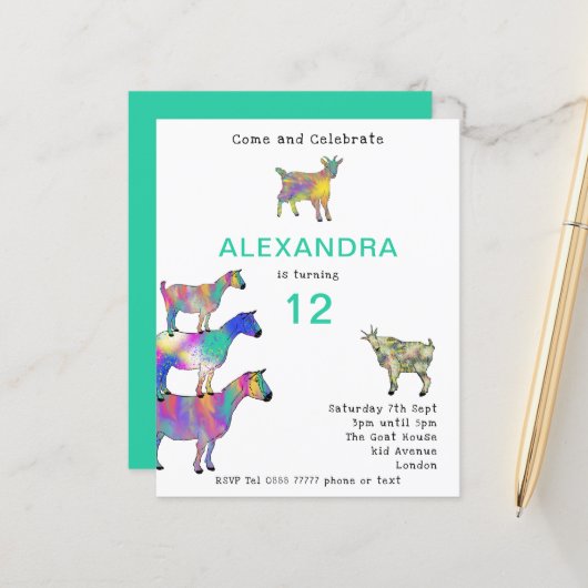 かわいいヤギ12th誕生日パーティー予算 (正面/裏面インサイチュ)