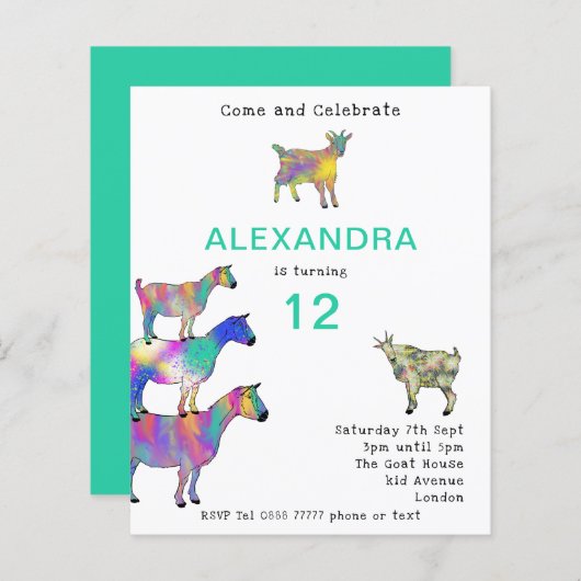 かわいいヤギ12th誕生日パーティー予算 (正面/裏面)