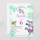 かわいいヤギ6thバースデーパーティー インビテーションポストカード (正面/裏面)