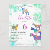 かわいいヤギ6thバースデーパーティー インビテーションポストカード (正面)