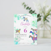 かわいいヤギ6thバースデーパーティー インビテーションポストカード (スタンド正面)