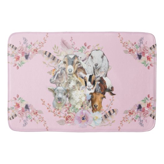 かわいいヤギ |水色ヤギポートレートGetYerGoat™ バスマット (正面)