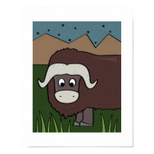 かわいいヤクのイラスト | 山の動物アート