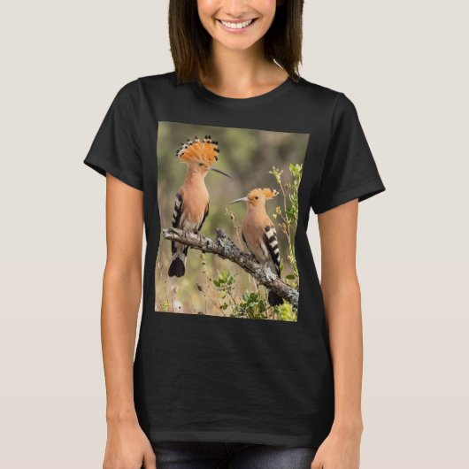 かわいいヤツガシラのつがい 自然 女性用Tシャツ Tシャツ (正面)