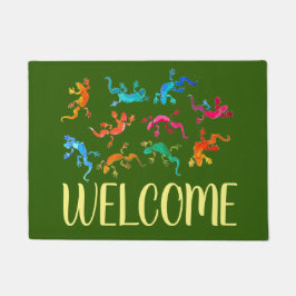 かわいいヤモリのトカゲのドアマット ドアマット