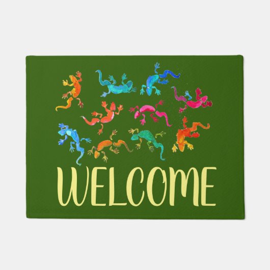 かわいいヤモリのトカゲのドアマット ドアマット (正面)