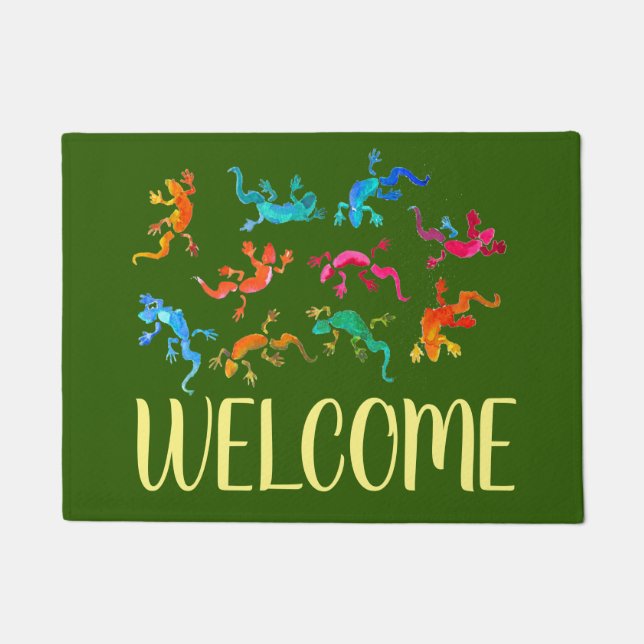 かわいいヤモリのトカゲのドアマット ドアマット (正面)