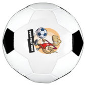 かわいいヤモリ サッカー選手 カートゥーンにテキストを追加 サッカーボール (回転)
