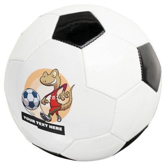 かわいいヤモリ サッカー選手 カートゥーンにテキストを追加 サッカーボール (3/4)