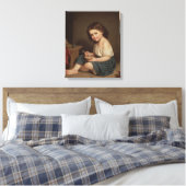 かわいいヤングガール食べズ・ブレックファースト(ヴィンテージ・アート) キャンバスプリント (インサイチュ (寝室))