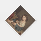 かわいいヤングガール食べズ・ブレックファースト(ヴィンテージ・アート) スタンダードランチョンナプキン (角)