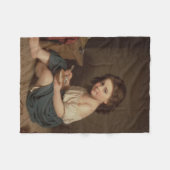 かわいいヤングガール食べズ・ブレックファースト(ヴィンテージ・アート) フリースブランケット (正面(横))