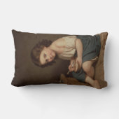 かわいいヤングガール食べズ・ブレックファースト(ヴィンテージ・アート) ランバークッション (裏面)