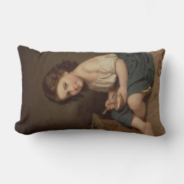 かわいいヤングガール食べズ・ブレックファースト(ヴィンテージ・アート) ランバークッション