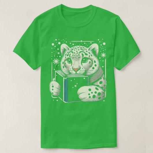 かわいいユキヒョウかわいい大きな猫アニマルアート Tシャツ (デザイン正面)