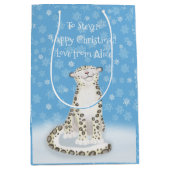 かわいいユキヒョウのクリスマス抱き枕 ミディアムペーパーバッグ (正面)