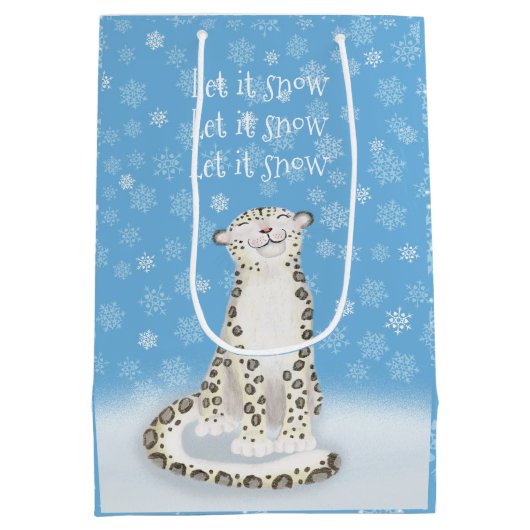 かわいいユキヒョウのクリスマス抱き枕 ミディアムペーパーバッグ (裏面)