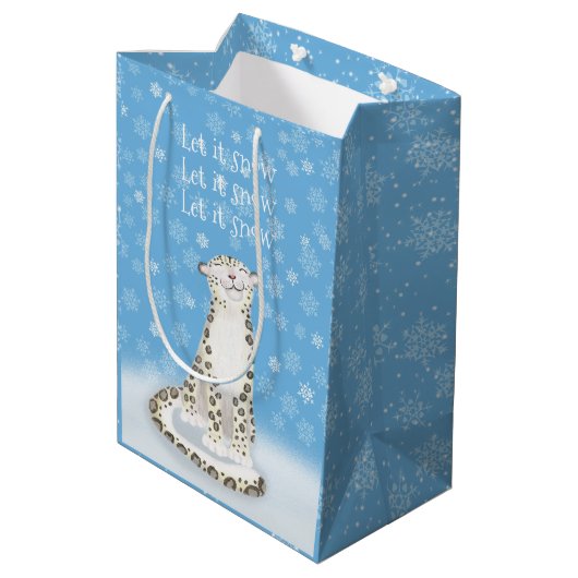 かわいいユキヒョウのクリスマス抱き枕 ミディアムペーパーバッグ (裏面アングル)