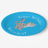 かわいいユキヒョウパーソナライズされたマンガの誕生日 ペーパープレート (アングル)