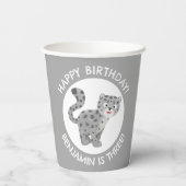 かわいいユキヒョウパーソナライズされたマンガの誕生日 紙コップ (裏面)