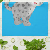 かわいいユキヒョウ漫画イラストレーション キッチンタオル (折り畳み)