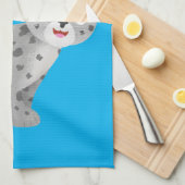 かわいいユキヒョウ漫画イラストレーション キッチンタオル (四つ折り)