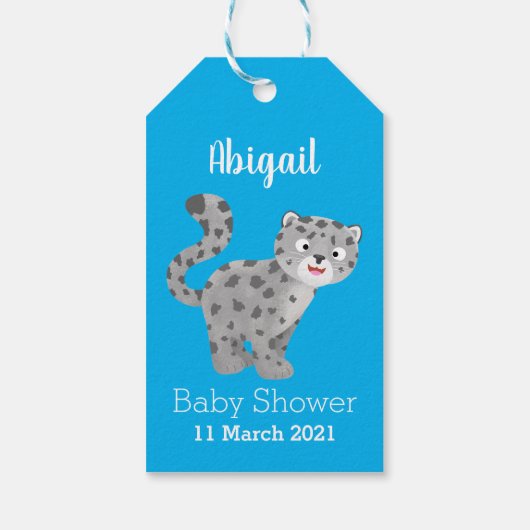 かわいいユキヒョウ漫画イラストレーション ギフトタグ (裏面)