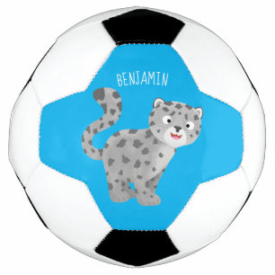 かわいいユキヒョウ漫画イラストレーション サッカーボール