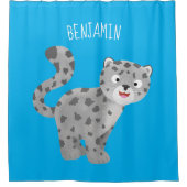 かわいいユキヒョウ漫画イラストレーション シャワーカーテン (正面)