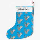 かわいいユキヒョウ漫画イラストレーション スモールクリスマスストッキング (裏面)