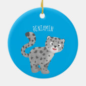 かわいいユキヒョウ漫画イラストレーション セラミックオーナメント (裏面)