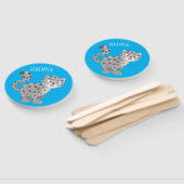 かわいいユキヒョウ漫画イラストレーション ハンドファン (組立なし)