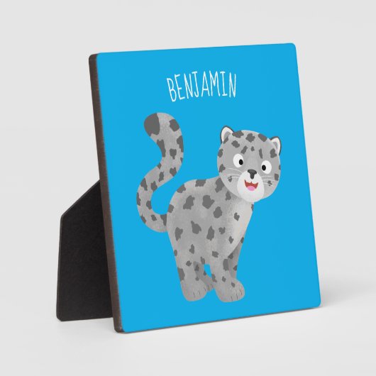 かわいいユキヒョウ漫画イラストレーション フォトプラーク (正面)