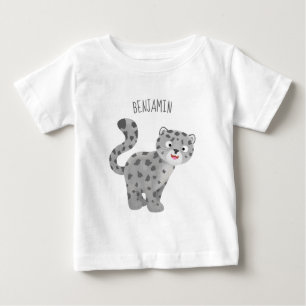 かわいいユキヒョウ漫画イラストレーション ベビーTシャツ