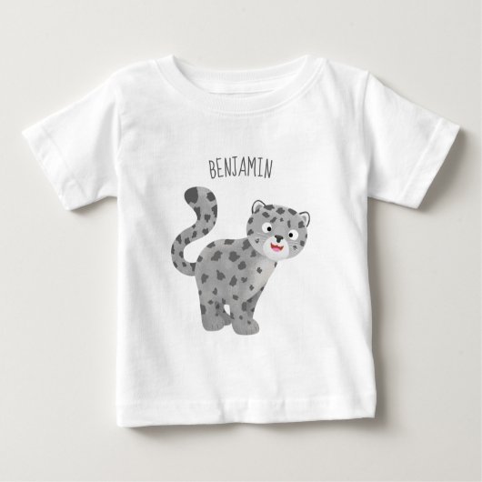 かわいいユキヒョウ漫画イラストレーション ベビーTシャツ (正面)
