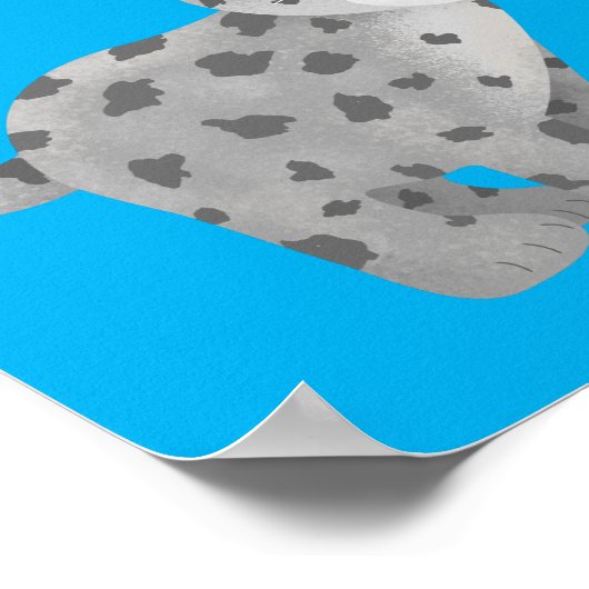 かわいいユキヒョウ漫画イラストレーション ポスター (角)