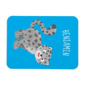 かわいいユキヒョウ漫画イラストレーション マグネット (横)