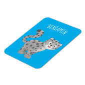 かわいいユキヒョウ漫画イラストレーション マグネット (左側)