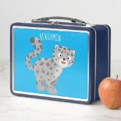 かわいいユキヒョウ漫画イラストレーション メタルランチボックス (インサイチュ)