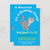 かわいいユキヒョウ漫画イラストレーション 招待状 (正面/裏面)