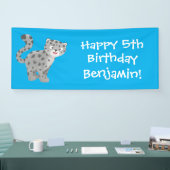 かわいいユキヒョウ漫画イラストレーション 横断幕 (トレードショー)